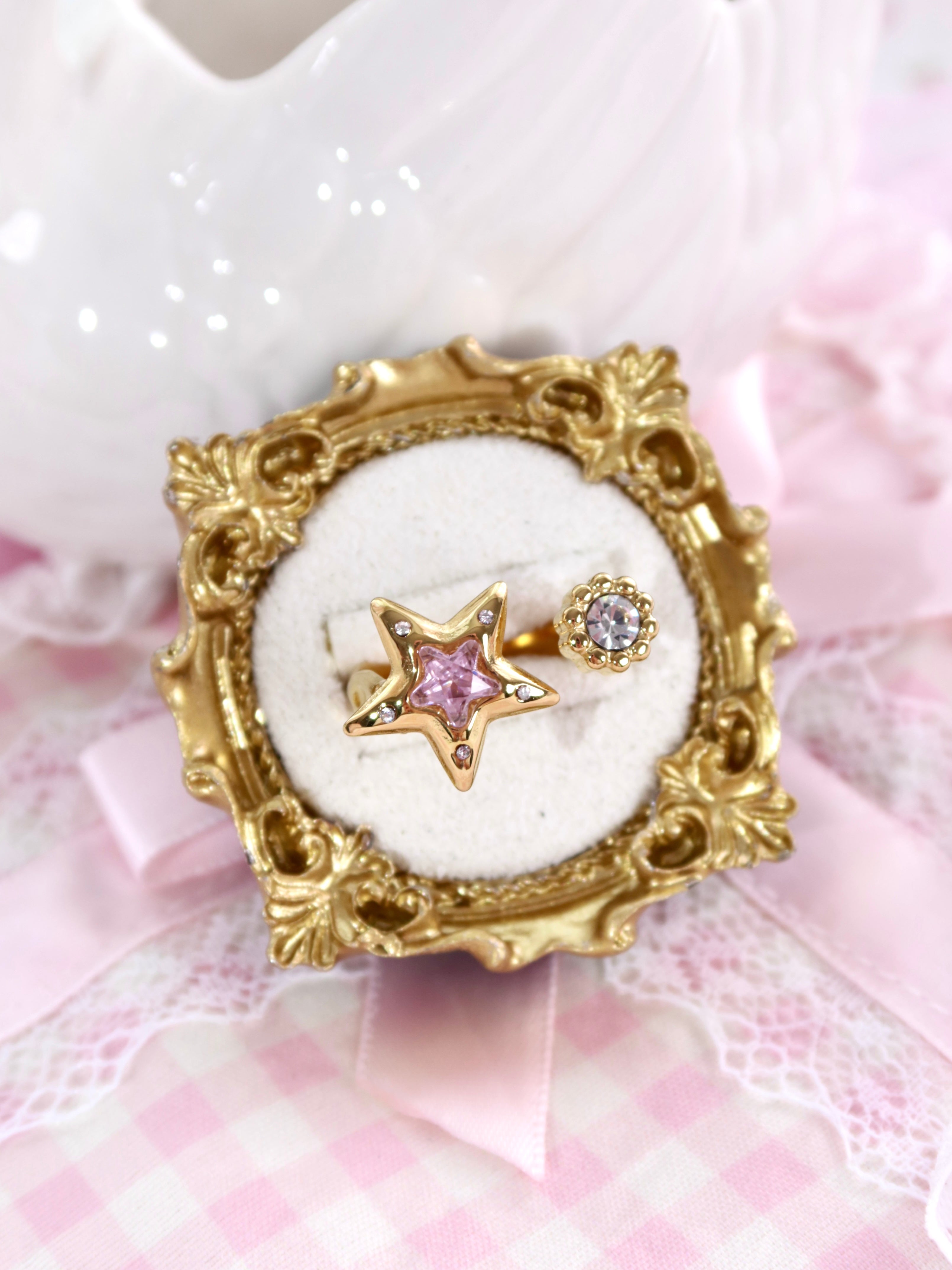 Pink Crystal Star Ring