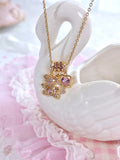 Pink Crystal Teddy Bear Necklace
