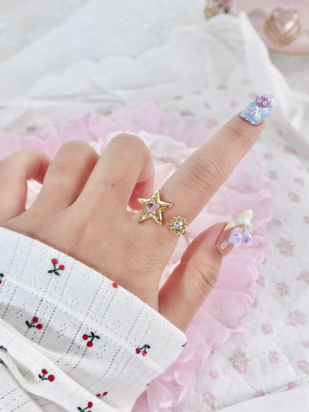 Pink Crystal Star Ring