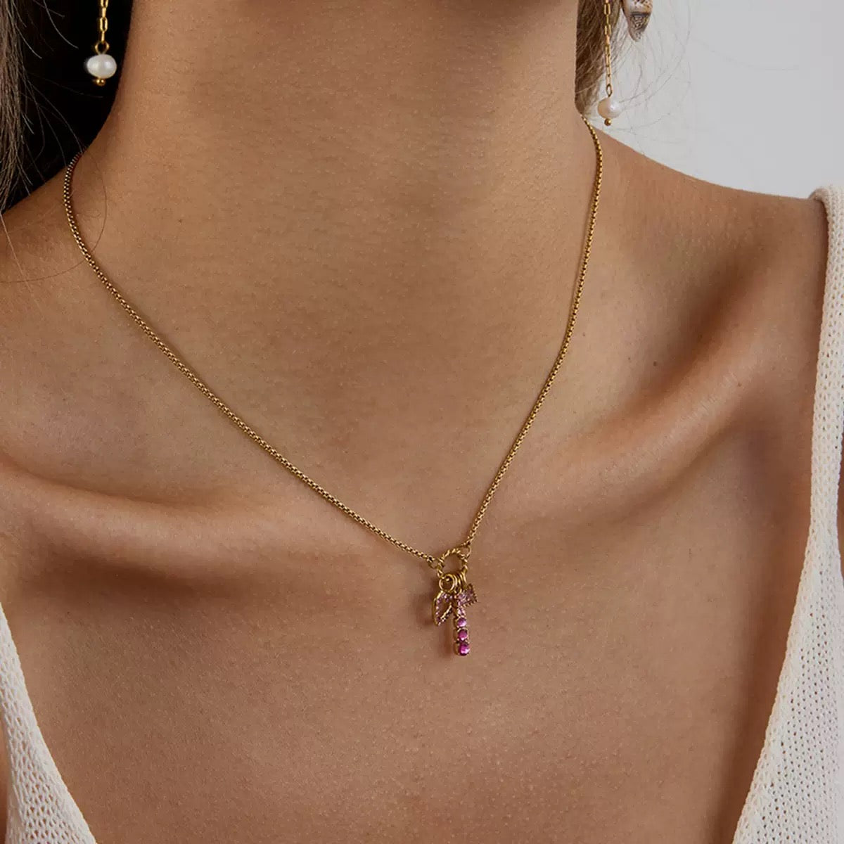 Pink Crystal Sweetheart Necklace