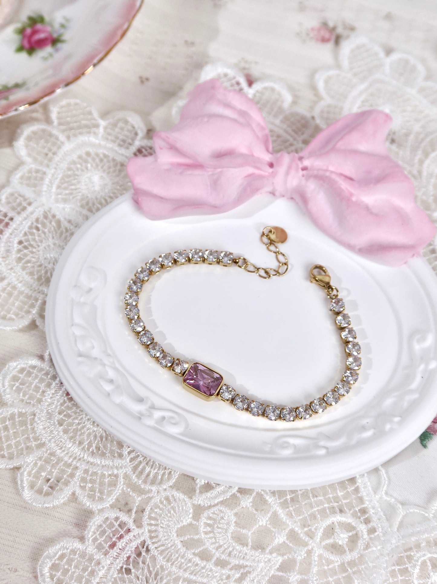 Pink Crystal Tennis Bracelet