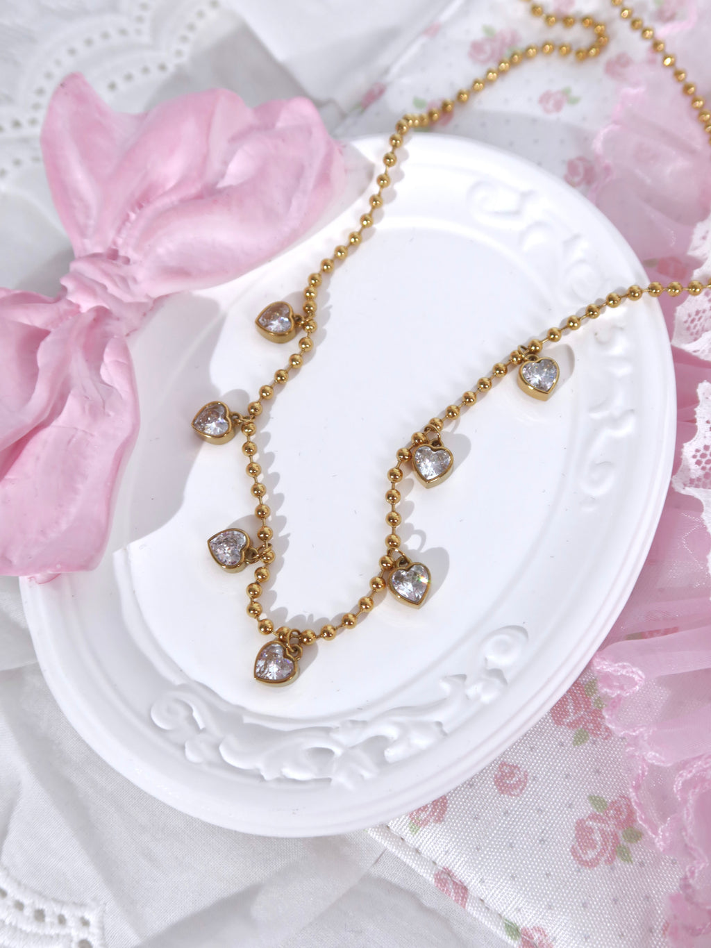 Sparkling Heart Beaded Necklace