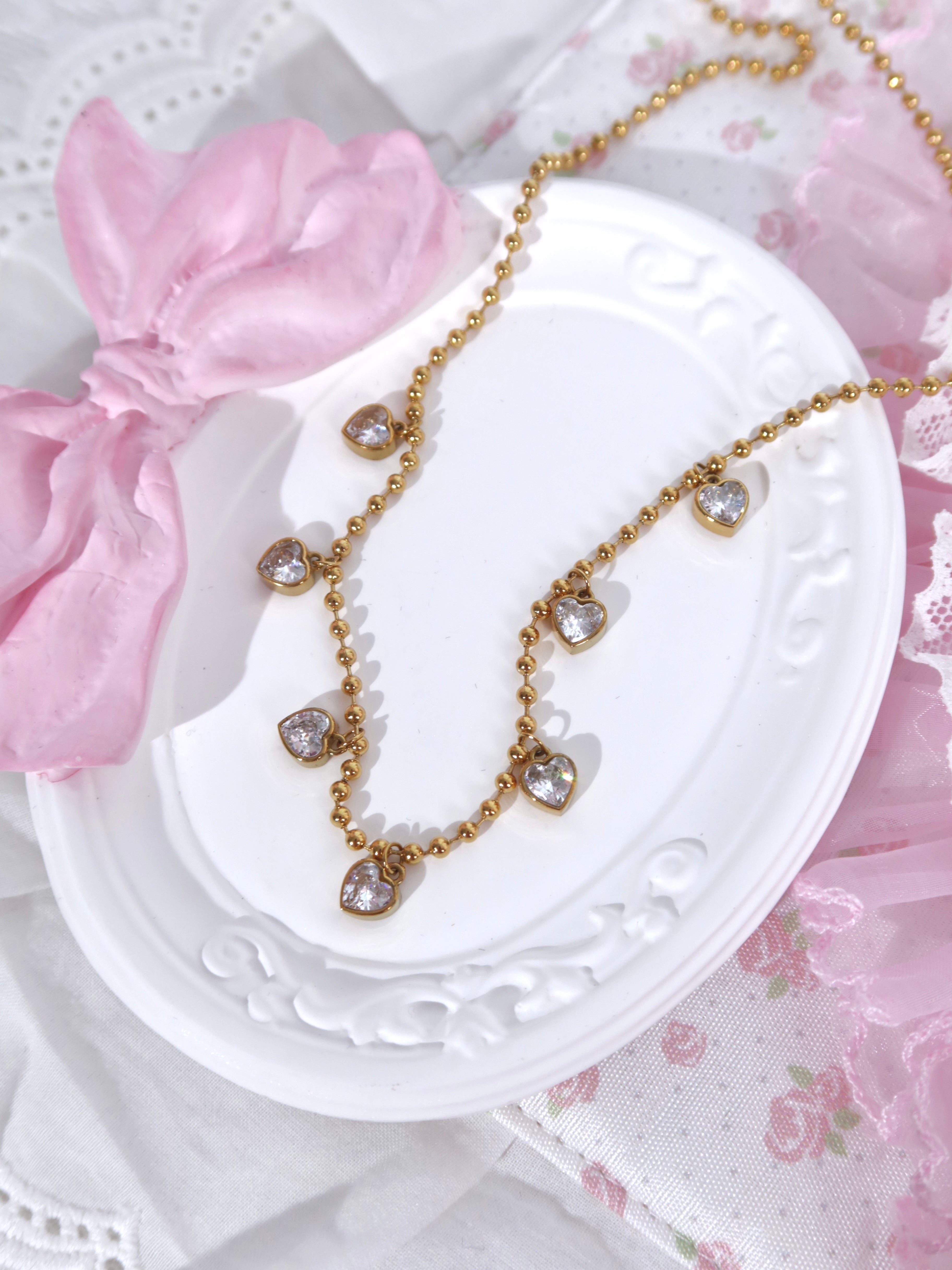 Sparkling Heart Beaded Necklace