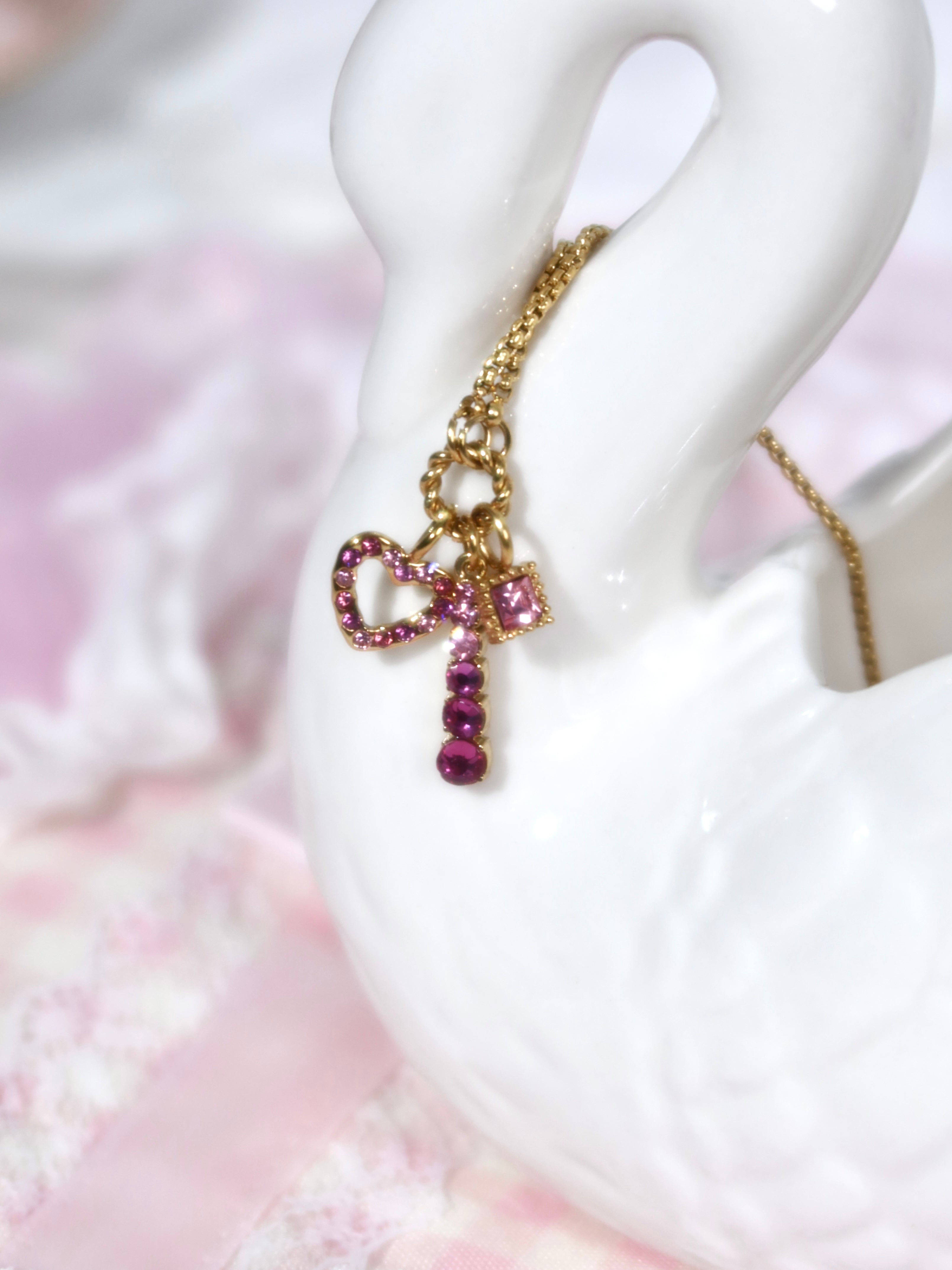 Pink Crystal Heart Necklace