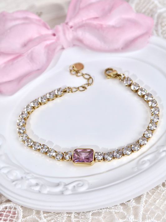 Pink Crystal Tennis Bracelet