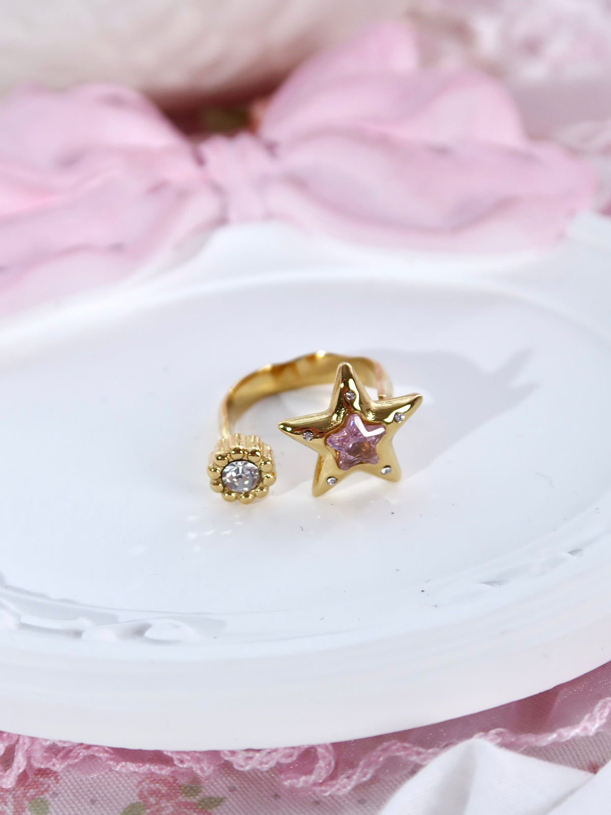 Pink Crystal Star Ring