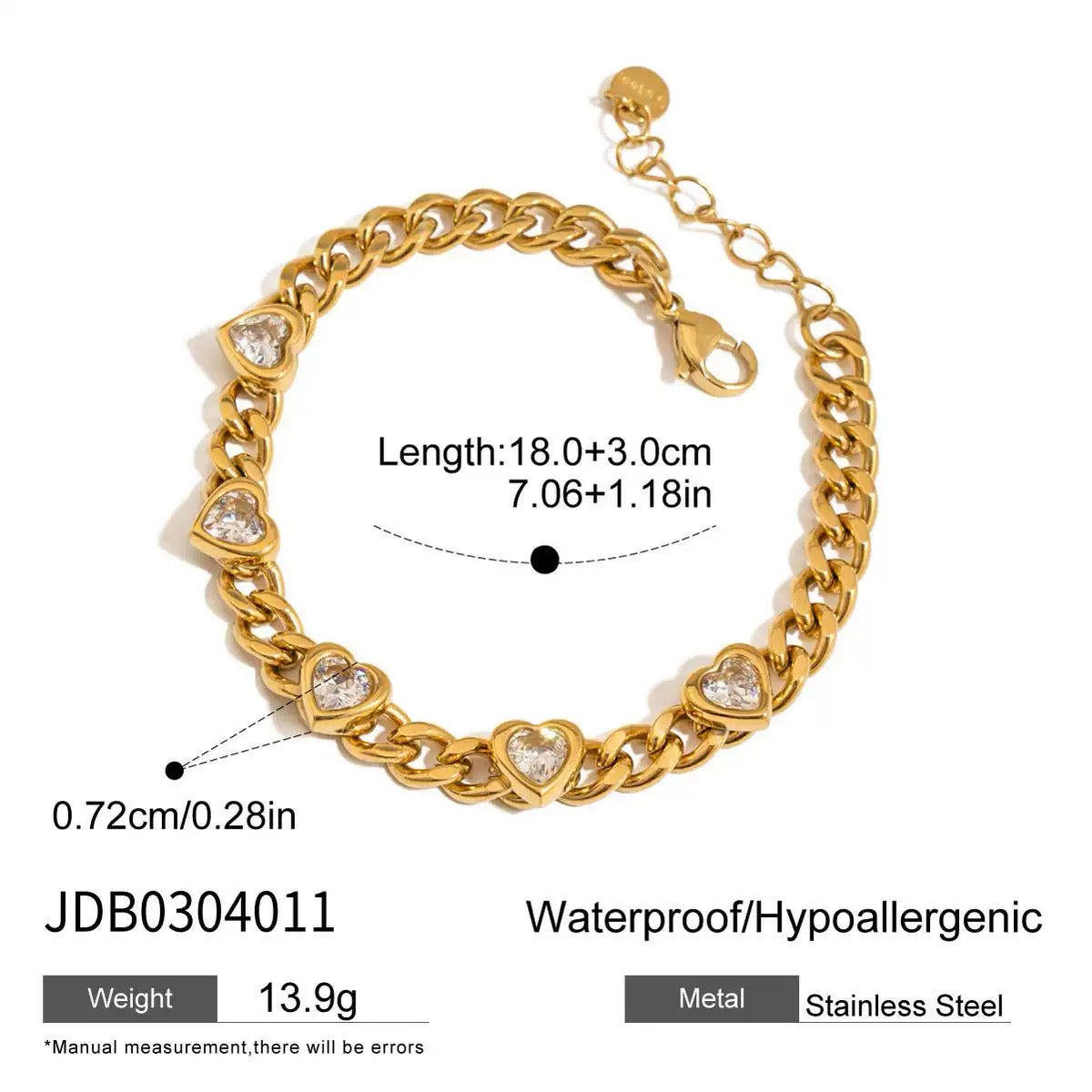 Sparkling Heart Zircon Bracelet