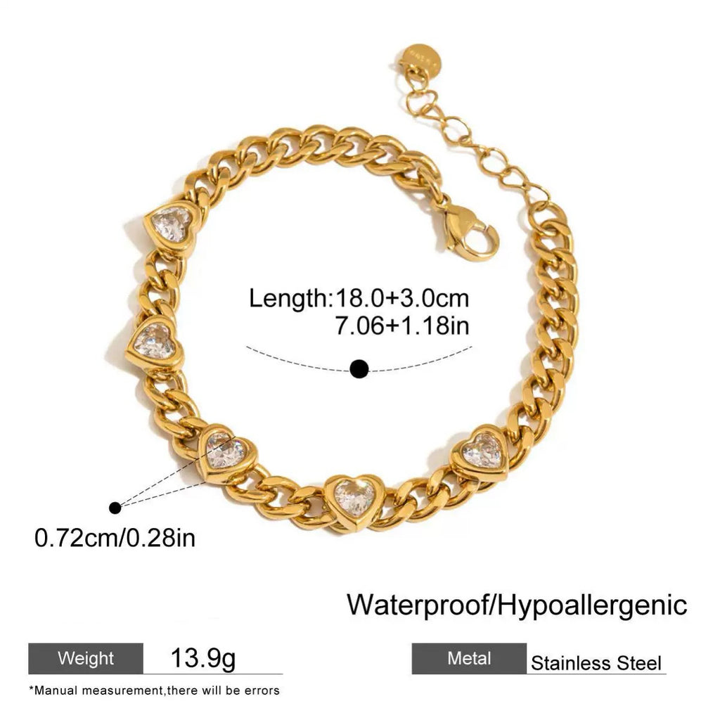 Luxe Heart Zircon Bracelet
